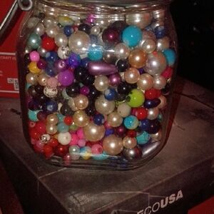 Colorful Bead Collection in Glass Jar